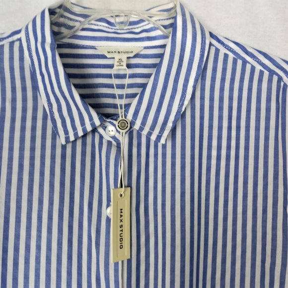 Max Studio Button Down Long Sleeve Button-Fold Shi - Picture 5 of 7